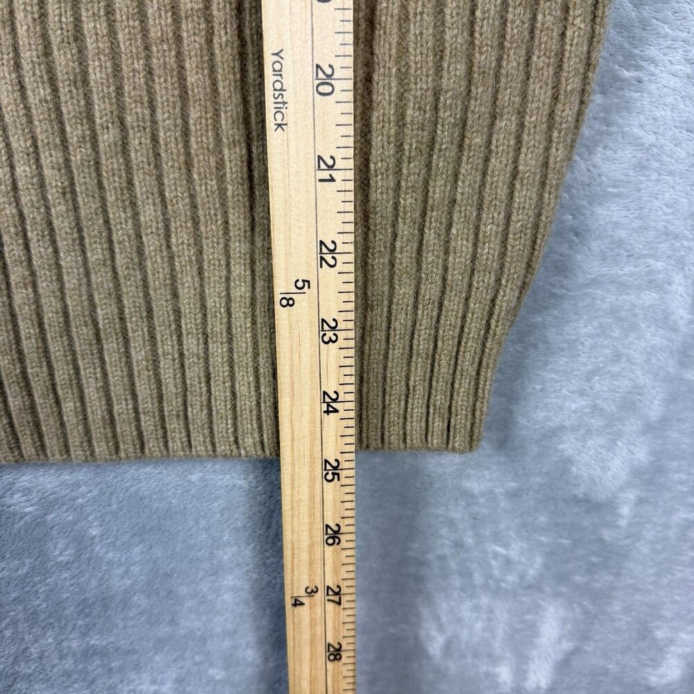 L.L.Bean 100% Merino Wool Rib Knit Henley Sweater Elbow Patch Tan Men’s L - Picture 9 of 9
